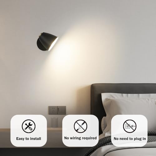 Image of Battery Operated Wall Sconce Set of 2, Black Rechargeable Sconces Wall Lighting with Remote, RGB 15 Colors Dimmable Wireless Wall Light, Indoor Sconce Lights for Bedroom Living Room Hallway