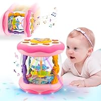 Baby Toys 0-6 6-12 Months, Baby Girl Boy Gifts Sensory Musical Light Up Toys for Baby, Tummy Time Educational Learning Toys, 1st Birthday Gifts Presents for 1 2 3 Year Old Girls Boys (Pink)