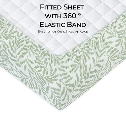 Image of Dreamology Standard Muslin Crib Sheets, Soft,100% Cotton Muslin Crib Sheet | 1 Pack, Baby Crib Sheet Girls, Boys, 100% Cotton Crib Sheets Fitted, 52x28 Crib Mattress Sheets, Muslin sheets | Leaves
