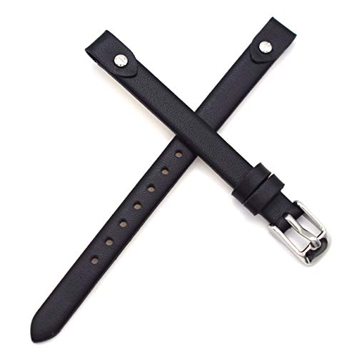 THEAGE 8mm Spring Bar Genuine Leather Watch Strap Replacement for Fossil ES3148 ES4119 ES4176 ES3262 ES3077 (black)