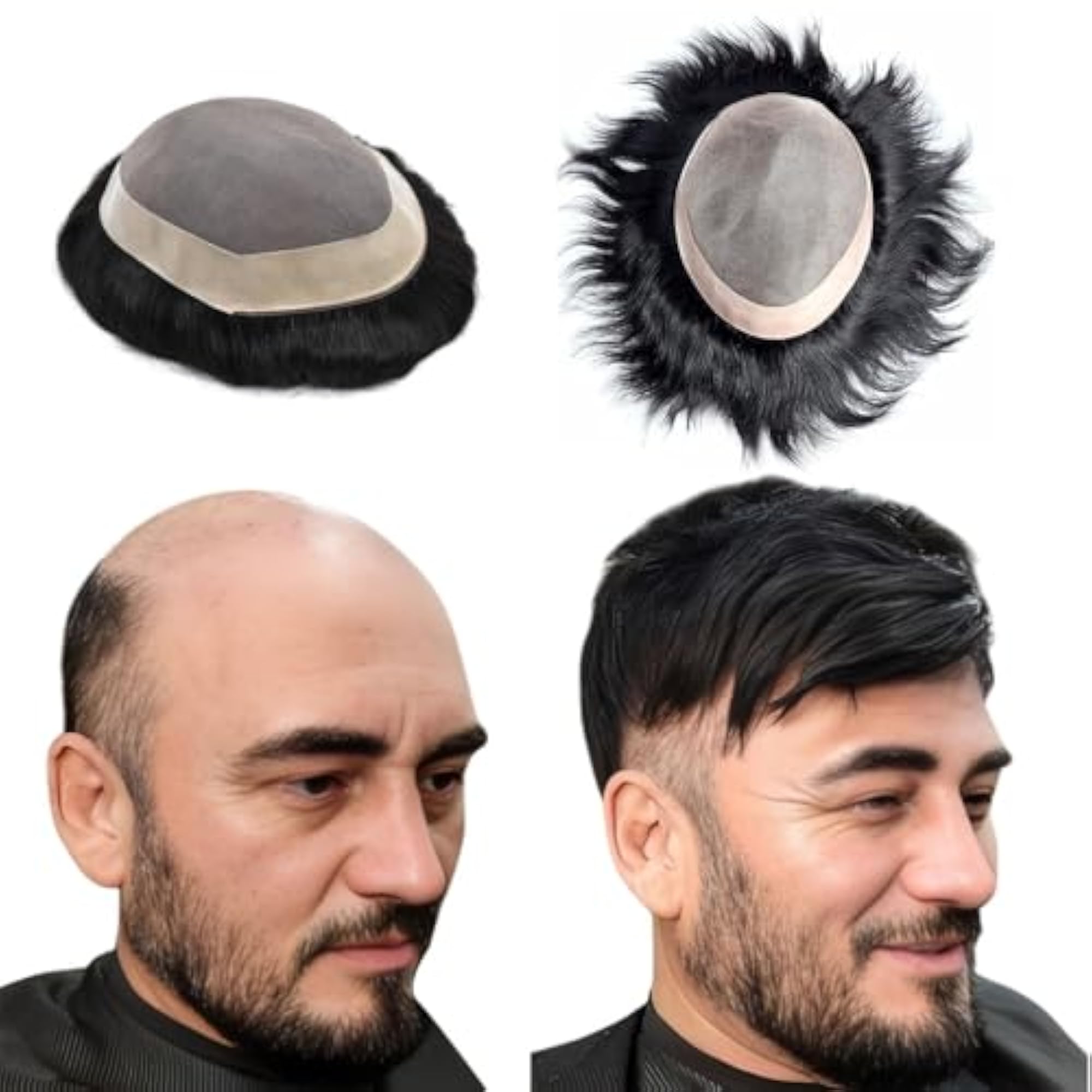 Men's Fine Regular Base Human Hair Patch Wig, Real Skin Feel