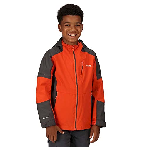 Regatta Boys & Girls Junior Calderdale II Waterproof Coat, Rusty Orange/Seal Grey, 5-6 Years
