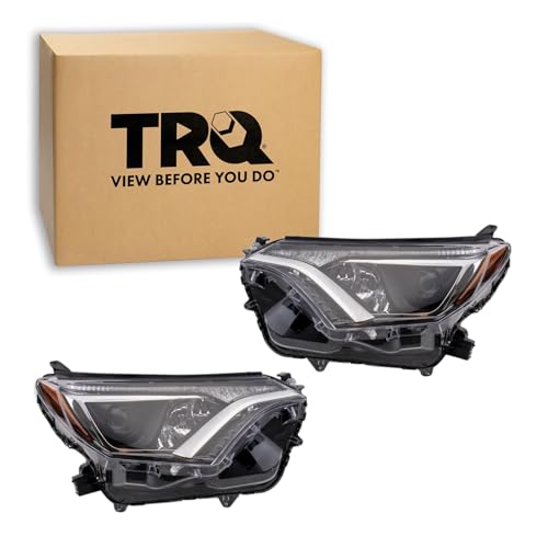 Image of TRQ 2 Piece Headlight Assembly Set Halogen Driver & Passenger Side Compatible with Toyota Rav4 2016-2018 Japan Built TO2502247 TO2503247 811100R080 811500R080