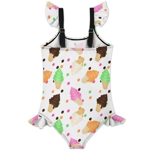 Image of Girls One Piece Swimsuit Macaroni Cheese Pasta Food Ruffles Swimwear Bathing Suits 3-12 Years