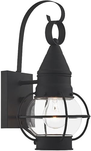 Miniatura 8 de Livex Lighting 26900-91 Linterna de pared transitoria para exteriores de una luz de Newburyport Collection en Pwt, Nckl, B/S, Slvr. acabado, níquel