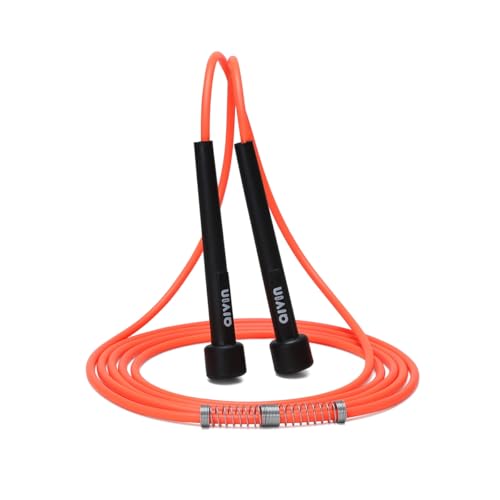 Image of Aivin Trend Lightweight Mat PVC Jump Rope for Fitness & Exercise with Plastic Handles Tangle-Free Skipping Rope for Gym, Cardio & Endurance Training Jumping Rope for Men & Women (Orange)