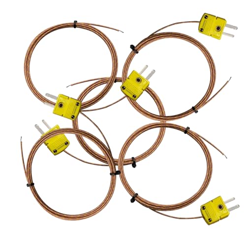 5pcs Pack High Accuracy K Type Mini-Connector Thermocouple Temperature Probe Sensor, 1 Meters Long Measure Range -50°C~482°C (-58°F~899°F)