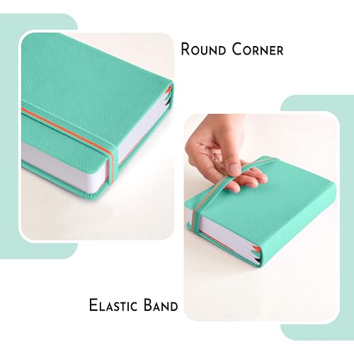 Image of NEORAH -A6 DOTTED | 368 Pages - 110 Gsm | PAGE A DAY JOURNAL (14.8 X 10.5 cm)-Hardcover Dot Grid Notebook |Back Pocket |3 Silk Book Mark - Completely HANDMADE for Journaling,writing - TEAL