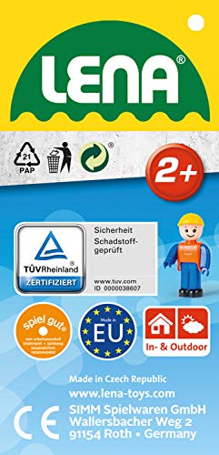 Lena 04411 Truxx Bagger, Baustellenfahrzeug ca. 44 cm, robuster Schaufelbagger mit beweglichem Baggerarm und vollbeweglicher Spielfigur, Sandbagger für Kinder ab 2 Jahre, Spielfahrzeug in gelb