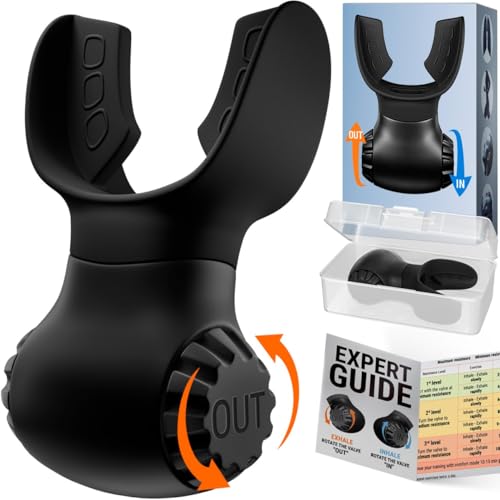 Lung Trainer - Dual-Resistance Breathing Exerciser - High-Quality Silicone - Workout Program Included - Portable