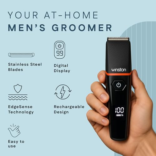 Image of Winston Groom Lite 4 in 1 Grooming Set for Men with 7 Length Attachment Comb, Fast Charging Face, Ear, Nose, Beard, Body Hair Trimmer for Men