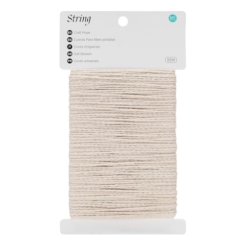 KINGLAKE 50m Natural White Cotton String 2mm Food Safe Butchers Kitchen String Macrame Bakers Twine for Cooking Meat Crafts Gift Wrapping Christmas Decorations Gardening Hanging Pictures