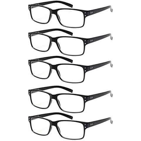 NORPERWIS 5 Pair Reading Glasses Quality Lightweight Blue Light Blocking Eyeglasses with Spring Hinge, Readers for Women Men (5 Pack Black-1, 2.75) Cover