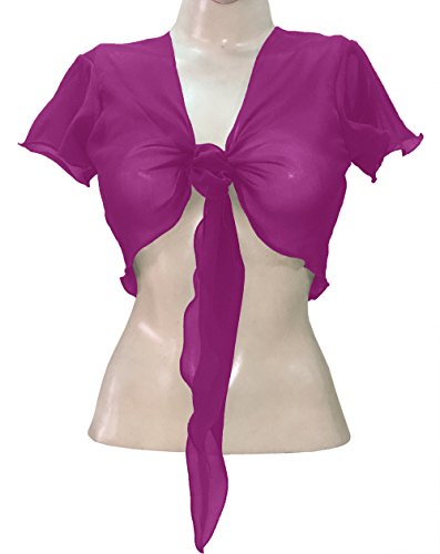 Image of Indian Trendy Women's Chiffon Short Sleeve Tie Top Choli Blouse Belly Dance Gypsy Tie Front Cardigan Tops