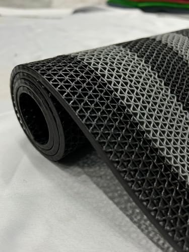 Image of Double Colour Anti Skid & Multipurpose /Bathroom Mat /Shower Mat /Carpet /Rugs /Rainmat /Swimming Pool Mat|Waterproof Doormat for Indoor /Outdoor Home Office Entrance| (Black-Grey, 2x20Ft)
