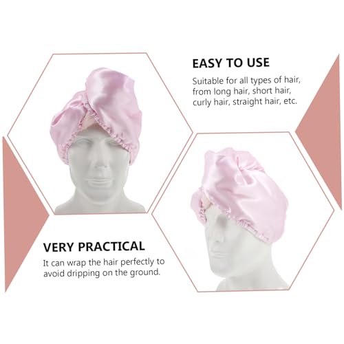Mipcase Touca De Banho De Cetim Dupla Camada Chapéu De Cabelo Seco Toalhas Envoltórias De Cabeça Toa