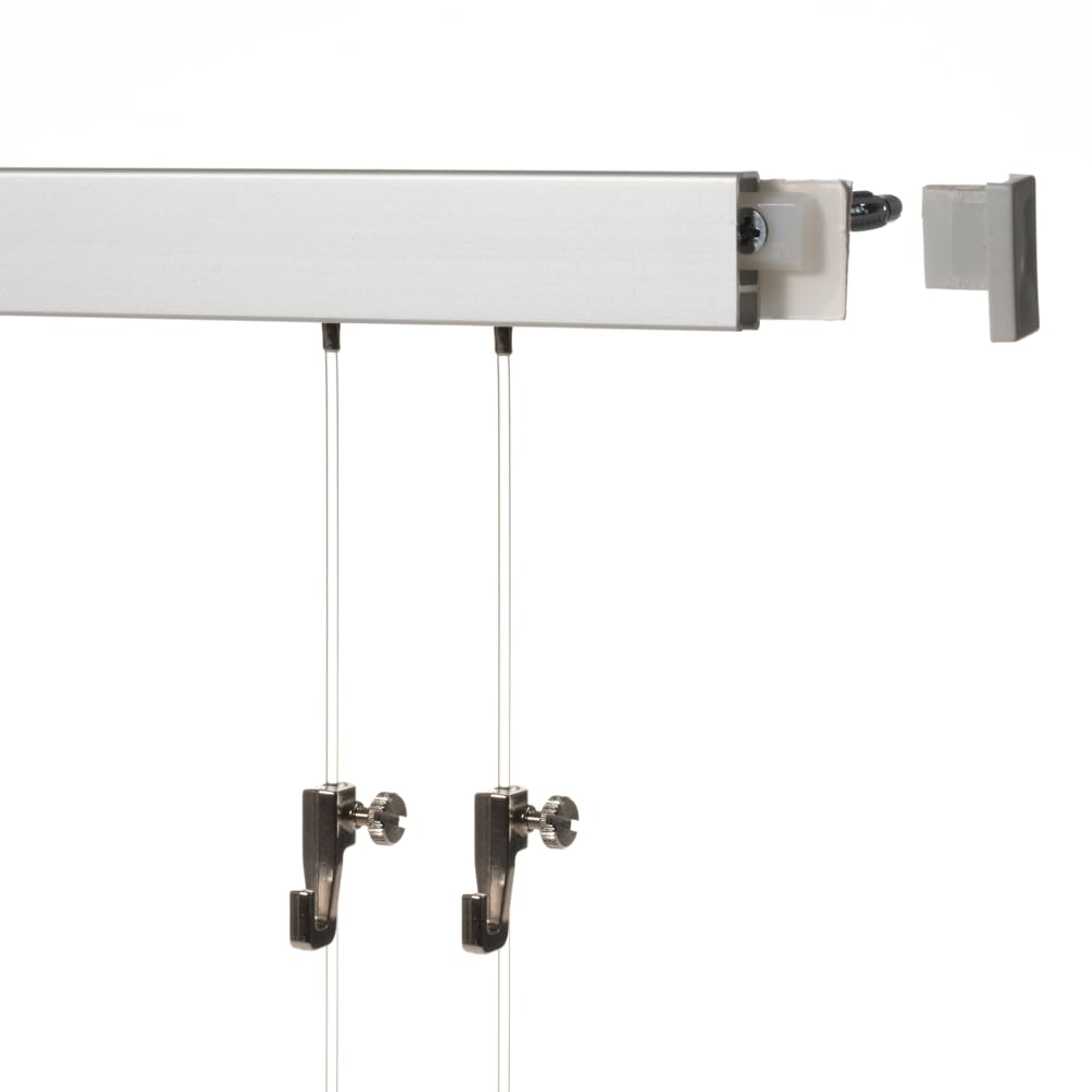 Cimaise 1,5 m à rail pour galerie de tableaux argent mat anodisé