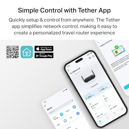 NEW TP-Link TL-WR1512X AX1500Mbps WiFi 6 Travel Router, Dual Band Portable VPN Router with VPN Client & Server, Portable WiFi with 2 Antennas, USB 3.0, Ideal for Hotel, Business Travel and Remote Work