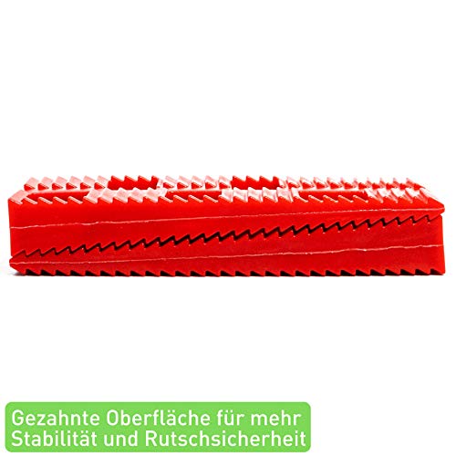 Premium Keile Kunststoff (130 Stück) - Plastik Keile als Abstandshalter - Abstandhalter Terrassendielen & Fenster - Unterlegkeile, Unterlegplatten, Abstandskeile, Montagekeile im Set - Farbe: Rot