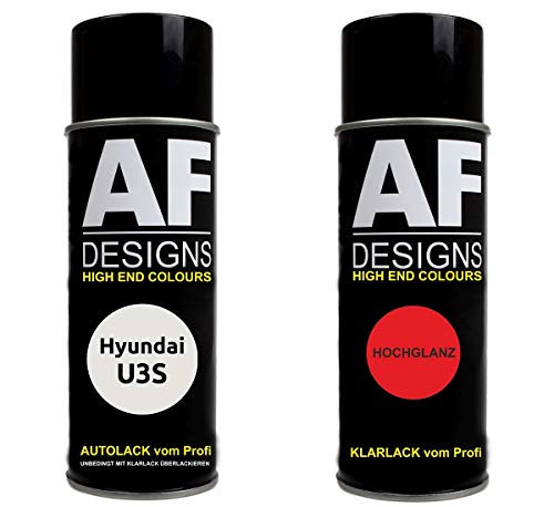 Auto Vernice Spray Set per Hyundai U3S Platinum Silver MetallicBase Trasparente 2x400ml con vernice spray trasparente