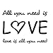 'All You Need is Love' naklejki ścienne angielskie cytaty ścienne winylowe dekoracja domu naklejki romantyczne litery wzór dekoracyjny do sypialni 58 x 43 cm