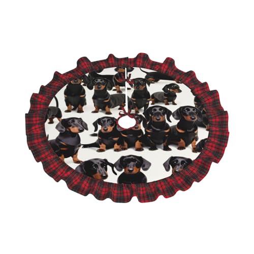 Jupe de sapin de Noël Teckel écossais rouge et noir pour décoration de fête - 8