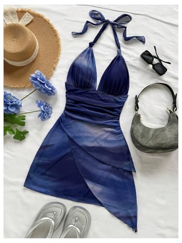 Image of BEAUDRM Women's Summer Mini Dress Backless Vacation Beach Sundresses Boho Going Out Dress Date Night Brunch Outfit