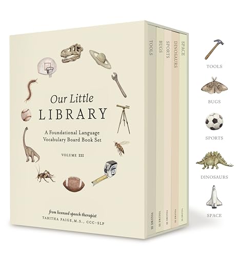 Image of Our Little Library Vol. 3: Dinosaurs, Space, Tools, Bugs, and Sports Board Book Set for Boys & Girls (Tabitha Paige Children's Book Series)