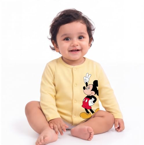 Image of minicult Cotton Unisex Front Open Full Sleeve T-Shirt with snap Buttons and Cute Prints Combo Pack