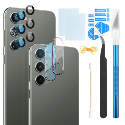 RongZy 2 Pièces Lentille en Verre Caméra Arrière pour Samsung Galaxy S23/Galaxy S23 Plus Verre Caméra Arrière Cache Remplacement avec Kit de Réparation