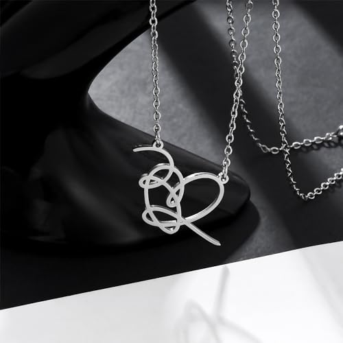 Singer Necklace Stainless Steel Love Pendant Heart Signature Jewelry3