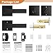 Probrico Flat Black Passage Door Lever with Single Cylinder Deadbolts Combo Pack, Modern Square Lock Set Handleset,Exterior Handle and Set,Exterior