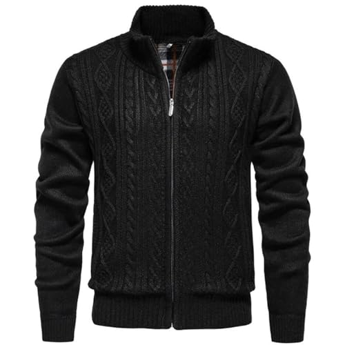 Vsadsau Men Knit Cardigan Sweaters Fall Winter Warm Jumpers Zipper Stand Up Collar Sweatercoat2