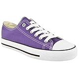Womens Canvas Shoes Ladies Shoes Casual Lace Up Retro Girls Plimsolls Low Top Flat Gym Sports Trainers Lightweight Sneakers Fashion Plimsoles Platform Pumps Boots UK Shu (Purple, UK 4)