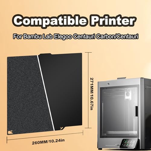 Image of 260x271mm Black Build Plate Double Sided Textured PEI+Smooth PEI Flexible Removable Spring Steel Heated Printing Bed Platform for Elegoo Centauri Carbon /CC2 3D Printer
