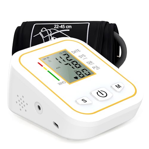 Rewing Blood Pressure Monitor CE Approved UK, Rechargeable Upper Arm Blood Pressure Machines for Home Use wiht Voice Broadcasting Accurate LED Display Heart Rate Detection 2x100 Records, Cuff 22-45cm