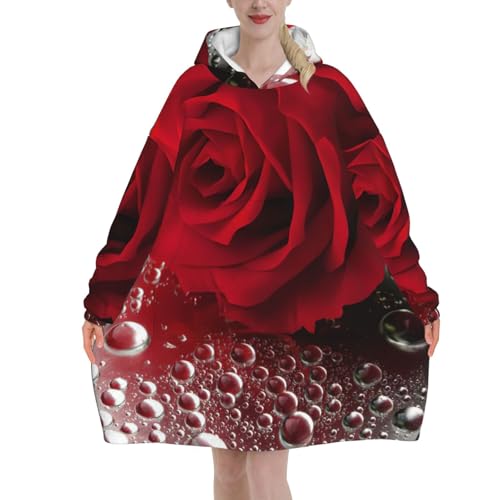 Couverture à capuche flanelle épaisse manches et poche plaid géant imprimé fleurs