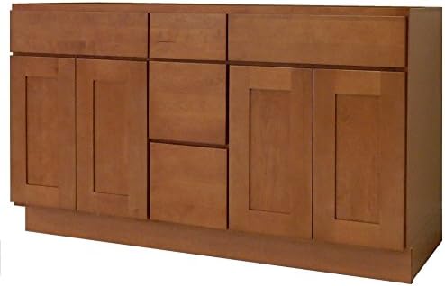 NGY HS-6021DD Vanity Cabinet Maple Wood, 60" L, Honey Shaker