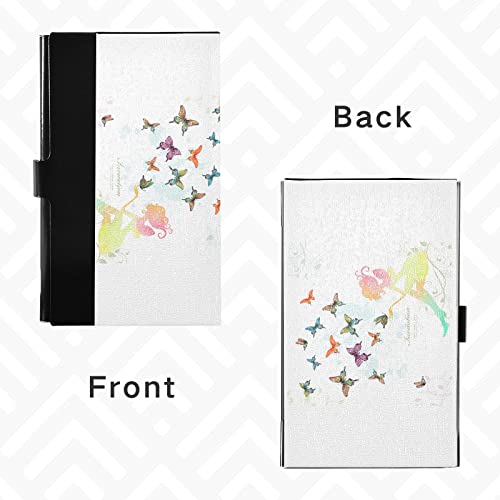 Oyihfvs Butterfly Fairy Girl With Colorful Butterflies Watercolor painting Business Card Holder Leather, Slim Credit Card Case Stainless Steel Wallet for Women and Men Unisex Business Card Holder3