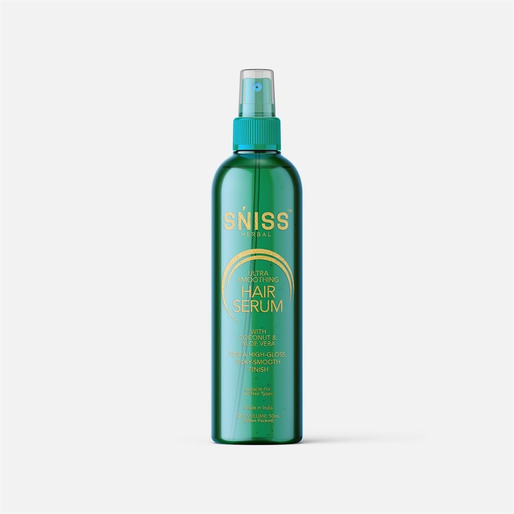 SNISS HERBAL Ultra Smoothing Hair Serum 50ml | Hair Serum for Dry, Rough & Frizzy Hair | Lightweight Non-Sticky Formula with Coconut Oil & Vitamin E | Adds Shine, Smoothness & Manageability | Men & Women-image-43