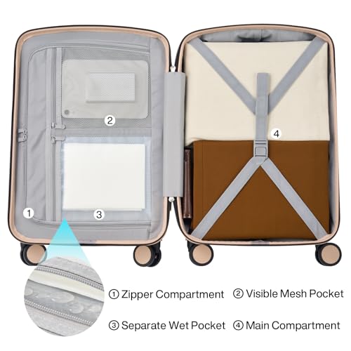Image of Hanke Hard Shell Luggage Sets 3 Pieces, 16 /24 /28 Inch Travel Suitcase | PC Hard Shell, 8 Spinner Wheels, TSA Lock, Wet Pocket, Space-Saving Nestable Storage, Family & Couple Travel
