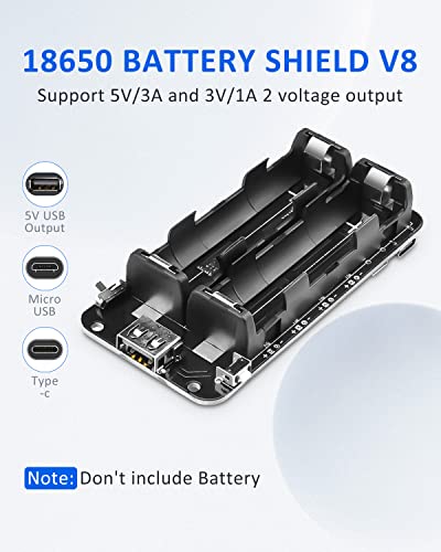 Image of diymore 1865O Battery Holder Double Li-ion V8 Battery Shield Micro USB 5V /3A 3V /1A Power Bank Battery Charging Module for Raspberry Pi and Arduino(2 Holders)