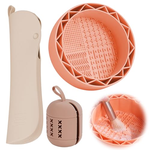 xyuayamz Porta Brochas Maquillaje, Estuche de Silicona para Pinceles Cosméticos, Organizador de Viaje para Brocha + Limpiador de Brushes Maquillaje, Soporte Esponja Makeup para Mujer