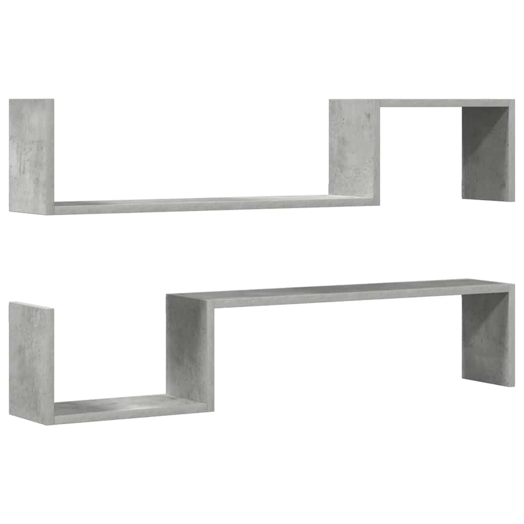 vidaXL Mensole Parete 2pz Grigio Cemento 100x15x20cm Legno Multistrato