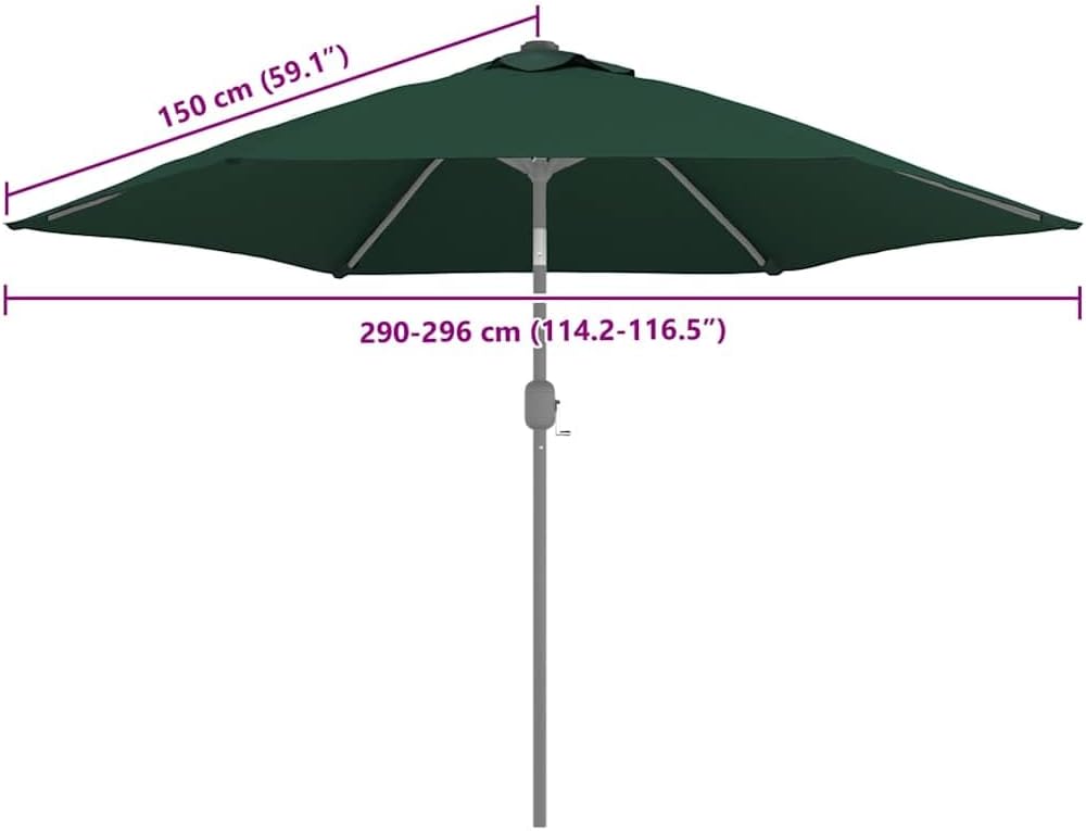 vidaXL Replacement Fabric for Outdoor Parasol, Garden Replacement Cloth, Replacement Cover for Patio Lawn Pool Beach, Sun Shade Accessory, Green 118.1"