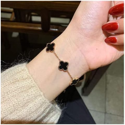 WYFLL ladies bracelet personality trend popular four-leaf clover five-flower bracelet female clover peacock white fritillary 18k rose gold bracelet fashion malachite green clover decoration fashion