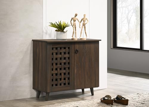 Image of DeckUp Ceylon 2-Door Engineered Wood Shoe Rack (Walnut, Matte Finish)