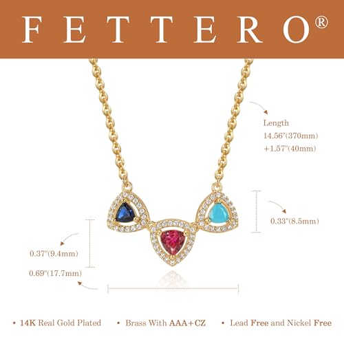 Fettero Gold Necklace for Women - 14K Plated Dainty Gold Necklaces Cute Charm Pendant Trendy Necklaces for Women Jewelry