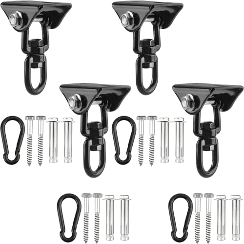 Restroma 4 Pack Heavy Duty Swing Hangers 360 Swivel Stainless Steel Hammock Hook Hardware Kit for Playground, Punching Porch Bag (Color Set 2)
