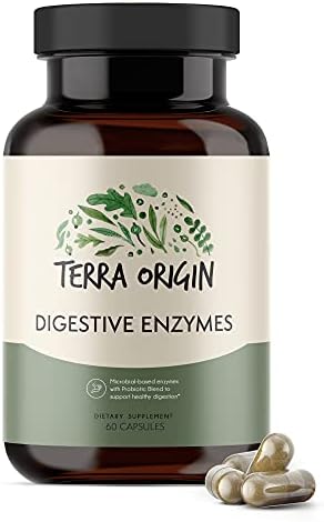 TERRA ORIGIN - Digestive Enzymes with Probiotics | Supports Healthy Digestion | Bromelain, Lactase, Amylase, Lipase | Made in The USA, Gluten-Free | 60 Servings
